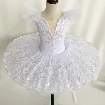 Beyaz Payetli Profesyonel Bale Tutu Kadın Yetişkin Bale Elbise Kız Çocuklar Sahne Giyim Kuğu Gölü Dans Balerin Kostümleri Giymek