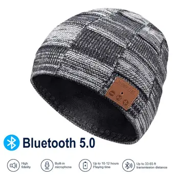 Bluetooth uyumlu V5. 0 Bere Şapka, Kablosuz Kulaklık Bere Kulaklık, HD Stereo Hoparlörler Dahili Mikrofon, Elektronik Hediyeler