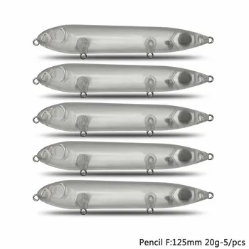 CF Cazibesi Boyasız DIY Yüzen Kalem 125mm 20g 5 adet Balıkçılık Cazibesi ABS Plastik Yem Kütük