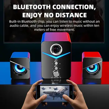 D221 Bilgisayar Hoparlörleri Kablolu Bluetooth Uyumlu 5.0 Masaüstü Kombinasyonu Ses Usb Ses Efekti Bas Hoparlör Subwoofer