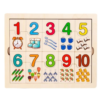 D7YD Ahşap Bulmaca Numarası Eşleştirme Oyuncak Dijital Öğrenme Bulmaca Kurulu Çocuk eğitici oyuncak Gelişim Matematik Oyuncak Yürümeye Başlayan Hediye