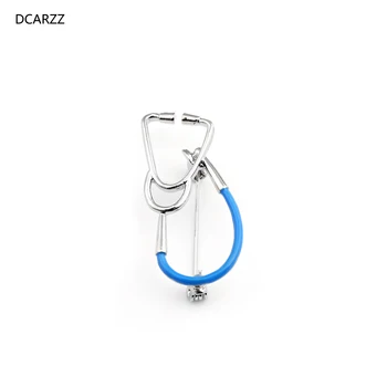 DCARZZ Stetoskop Pin Tıp Broş Moda takı Hemşire Doktor Mavi Siyah mineli yaka iğnesi Kadın Hediye