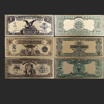 Dekorasyon Gerçekçi 3 adet/takım Banknotlar Antika Kaplama Antika Sahte Para Sikke Hatıra 1 2 5 Dolar 1899