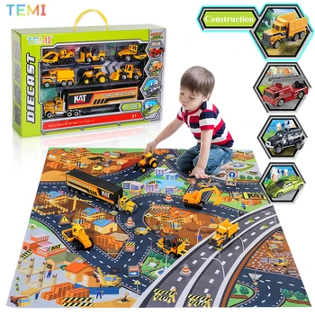 Diecast model Mühendislik traktör oyuncak araba 3 Polis ve Yarış itfaiye kamyonu Eğitici Oyuncaklar kamyon erkek çocuklar için 2 ila 4 yaşında