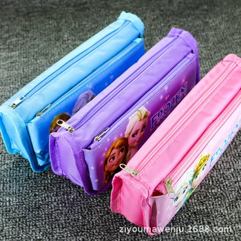 Disney Dondurulmuş büyük kapasiteli çift katmanlı karikatür kalem kutusu kırtasiye malzemesi saklama çantası şeker renk anime okul malzemeleri hediyeler