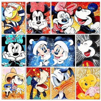 Disney Elmas Boyama Mickey ve Minnie Tam Yuvarlak Elmas Karikatür Mozaik Çapraz Dikiş Sanat çocuk Odası DİY Dekorasyon