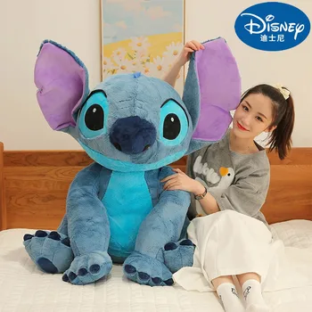 Disney Lilo ve Dikiş peluş oyuncaklar Karikatür Doldurulmuş Hayvan yastık Bebek Çift Noel Oyuncaklar Çocuk Hediye Mavi Büyük Boy
