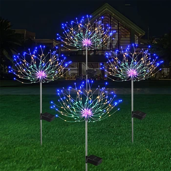 DIY 8 Modları Güneş Havai Fişek led ışık Dize Tatil Peri Dekorasyon Peyzaj Lambası Noel Düğün için Yeni Yıl Partisi Bahçe Dekor