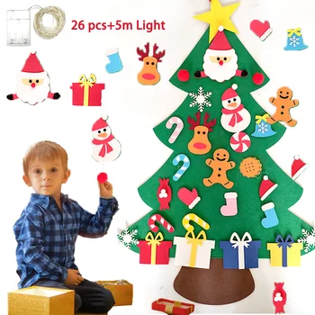 DIY keçe yılbaşı Ağacı, DIY Noel Ağacı / LED dize ışıkları Çocuklar için Noel Hediyeleri yılbaşı dekoru Yeni Yıl Parti Malzemeleri