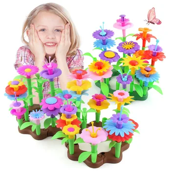 DIY Çiçekler Bina Oyuncaklar Çocuklar Öğrenme Yaratıcı Zanaat Oyuncak Çiçek Yapımı Kız Odası için Ev Partisi Dekorasyon Beyin Geliştirme