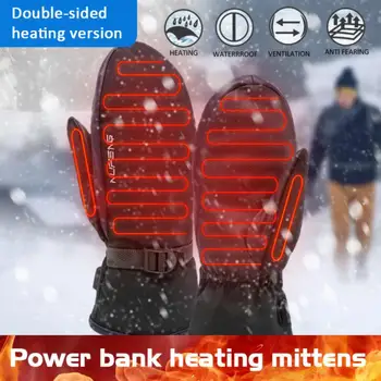 Elektrikli ısıtmalı eldiven şarj edilebilir USB el dokunmatik ekran ısıtma eldivenler kış tam parmak Moto termal ısıtıcı bisiklet eldiven