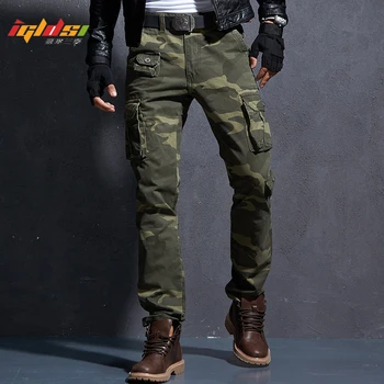 Erkek Moda Askeri Kargo Pantolon Çok cepler dökümlü pantolon Rahat Uzun Pantolon Tulum Kamuflaj Joggers Pantolon Adam Pamuk