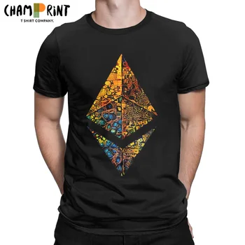 Erkek T-Shirt Altın Yapraklı ETH Kripto Ethereum Hipster Saf Pamuk Tee Gömlek Kısa Kollu Bitcoin T Shirt O Boyun Giyim