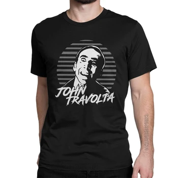 Erkek T-Shirt John Travolta Nicolas Cage Rahat Saf Pamuk Tees Klasik Kısa Kollu T Shirt Yuvarlak Boyun Elbise Hediye