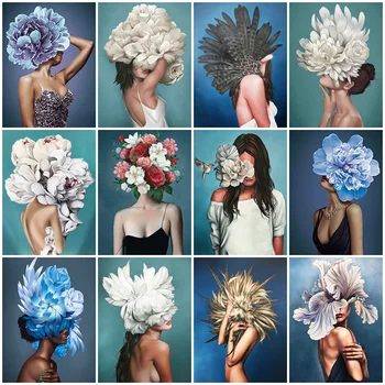 Evershine Elmas Boyama Kadın Çiçek 5D DİY Yeni Varış Elmas Nakış Kız Tam Kare Yuvarlak Matkap Mozaik Taklidi Sanat