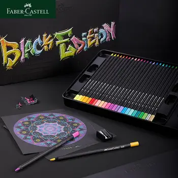 Faber-Castell Siyah Editition Boyama Kalemleri Süper Yumuşak Kurşun Parlak Renkli Kalemler Kırılmaya dayanıklı Ekstra Pürüzsüz Laydown