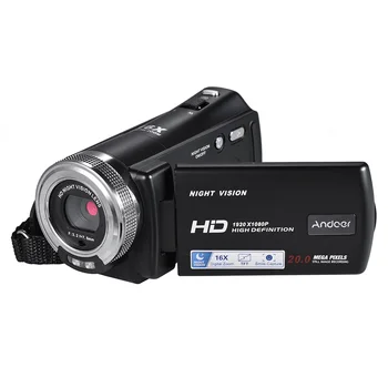 Full HD Video Kamera 16X Dijital Zoom Andoer V12 1080P Taşınabilir Kamera Gece Görüş Yüz Algılama Video Kamera Hızlı Teslimat