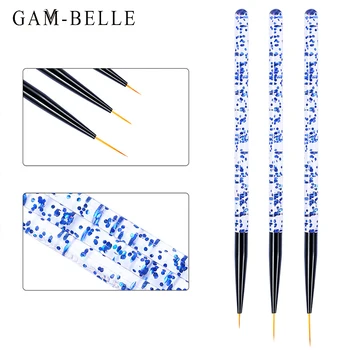 GAM-BELLE 3 Adet Akrilik Fransız Şerit Nail Art Liner Fırça Seti Manikür Ultra ince Çizgi cetvel kalemi UV Jel Fırçalar Boyama Aracı