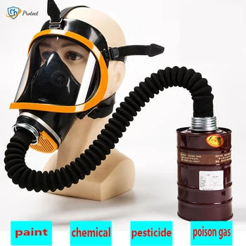 Gaz Maskesi kimyasal respiratörü tamamen Kapalı / yangın Koruma Sprey Boya Pestisitler Elektrikli Kaynak Aktif Karbon Yüz Maskesi