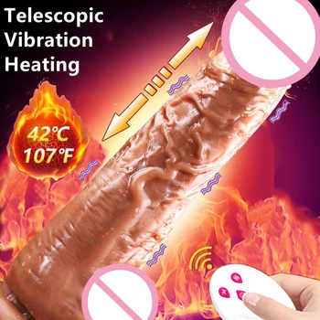 Gerçekçi teleskopik yapay Penis kadın için vibratör Büyük Gerçek Penis Uzaktan Kumanda ısıtma seks oyuncakları Kadın Vantuz Masturbators