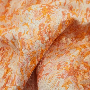 Gold Wire Orange Bubble Texture Embossed Jacquard Fabric For Dress Coat Tissus Au Mètre Ткань Белая Плотна Juta Em Metro Sewing