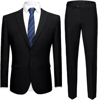 GRTXIN 2 Parça Takım Elbise Erkekler için-Slim Fit Erkek Takım Elbise Ceket ve Pantolon Tüm Durumlar için