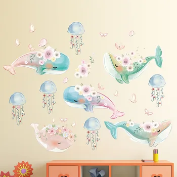 Güzel Deniz Yaşamı Mavi Balina Denizanası Duvar Sticker Oturma Odası için çocuk Odası anaokulu Dıydecals çocuklar için Hediye