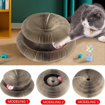 Interaktif Kedi Tırmığı Kurulu Komik Yavru Oyuncak Çan Topu ile Kedi Taşlama Pençe Kedi Tırmanma Çerçevesi Oluklu Kedi Tırmığı Oyuncak
