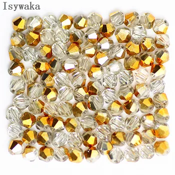 Isywaka 100 adet 4mm kristal boncuklar Bicone Taş Takı Bulguları Püskül Kement Küpe Cam Kuvars Charms Bilezik Aksesuarları