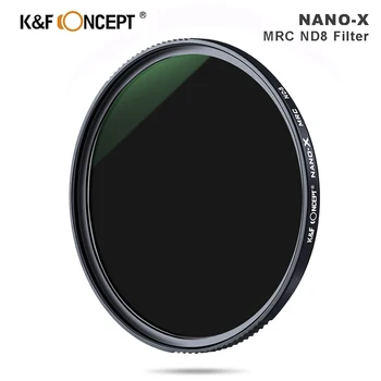 K & F Konsept Nano-X Fader ND4 ND8 Lens Filtre 49mm 58mm 67mm 72mm 77mm 82mm Değişken Netral Yoğunluk Filtresi Canon Nikon Sony için