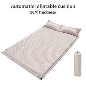 Kalınlaşmış 5cm kamp yatağı Yastık ile Otomatik Kendinden şişme yatak yastık pedi Çadır Hava Paspasları 2-3 Kişi