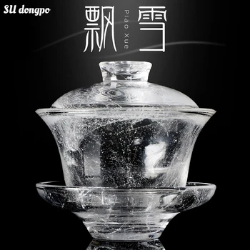 Kar Kristal Cam Çay Kasesi Sırlı çay makinesi Kung Fu çay seti Yüksek dereceli çay bardağı Büyük Şeffaf Dahili Lamba En İyi Hediye