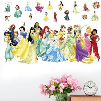 Karikatür Güzel Kar Beyaz Külkedisi Aurora Prenses duvar çıkartmaları Çocuk Odası Ev Dekorasyon Duvar Sanatı Kızlar Duvar Çıkartmaları