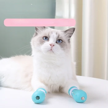 Kedi Pençe Koruyucu Banyo Besleme İlaç Anti-dökülme Anti-scratch Ayarlanabilir Set Silikon Pençe tırnak örtüsü Botları Pet Malzemeleri