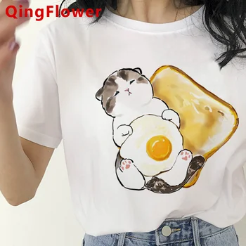Kedi üst kadın tasarımcı t shirt kız anime grafik manga giysi