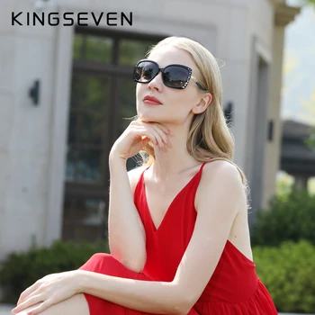 KINGSEVEN 2021 kadın Moda Marka Tasarımcısı Polarize Güneş Gözlüğü Kelebek Çerçeve Yaz Degrade Lens güneş gözlüğü Retro 7215