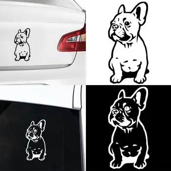 Komik 3d Sticker Fransız Bulldog Köpek Yansıtıcı Araba Pencere Çıkartmaları Özel Pencere Kapı Duvar Sticker