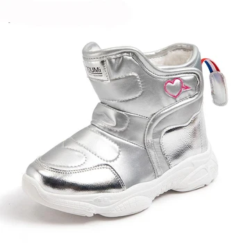 Kış Kızlar Ayakkabı çocuk Kar Botları Erkek Peluş Çocuklar yarım çizmeler Platformu Spor Ayakkabı Genç Siyah Deri Ayakkabı Kış Spor Ayakkabı