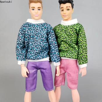 Leopar 1/6 oyuncak bebek giysileri Ken erkek oyuncak bebek Kıyafetler Bluz Üst ve kısa pantolon Barbie Erkek Arkadaşı Ken Prens Aksesuarları Oyuncaklar