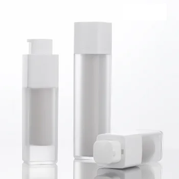 Losyon Boş Havasız pet şişe Plastik Buzlu Çift katmanlı Kalınlaşmış Kare 15ml 30ml 50ml Havasız Pompa Kozmetik Konteyner