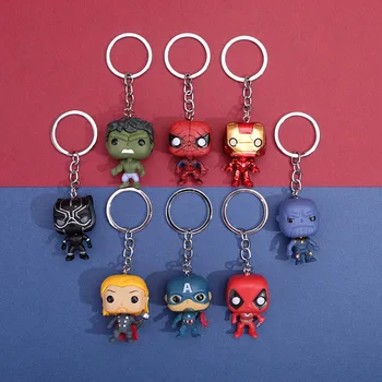 Marvel Anime Figürü Kawaii Deadpool Örümcek Adam Aksiyon şekilli kalıp Anahtarlık Kolye Avengers Süper Kahraman Çocuk Oyuncakları noel hediyesi