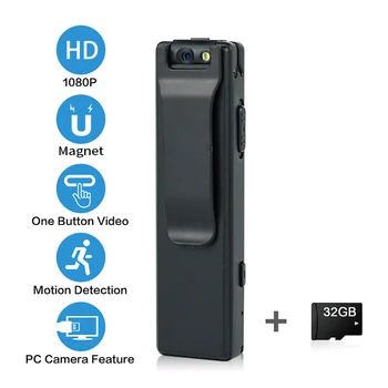 Mini Kamera HD El Feneri Mikro Kamera Manyetik vücut kamerası Hareket Algılama Anlık Döngü Kayıt Kamera ile 8/16 / 32G kart
