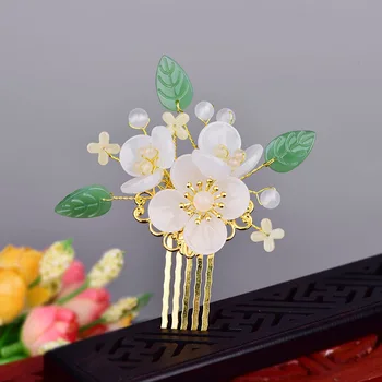 Mizaç Sevimli Vintage Renkli Sır Çiçek Saç Tarak Klasik Zarif Antik Çin Saray Saç Takı Kadın Bijoux