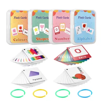 Montessori Flash Kartlar Öğrenme Eğitim Oyuncaklar Çocuklar İçin Meyve Alfabe Şekli Hayvan Desen İngilizce Kitaplar Bebekler İçin Oyunlar