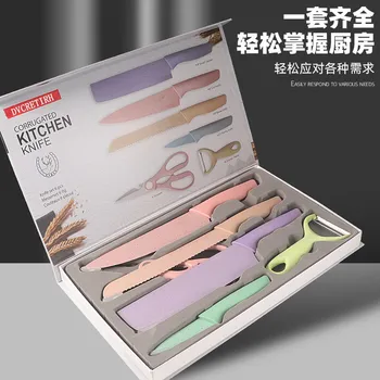 Mutfak Bıçağı Seti Buğday Samanı Bıçak Seti Renkli Buğday Samanı 6 Parçalı Set Hediye Macaron Renk Bıçak Bıçak Seti Mutfak Aksesuarları