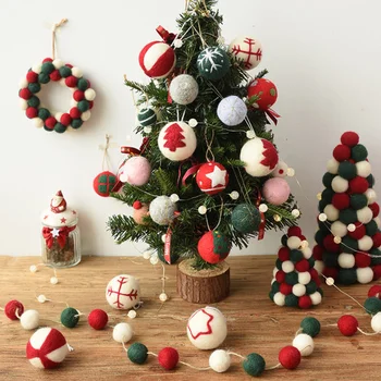 Noel Ağacı Kolye Yün Top Kolye Yün Keçe Dıy Noel Ev Yeni Yıl Hediye DIY Sahne Düzeni Dekor Windows için Hediye Kutusu