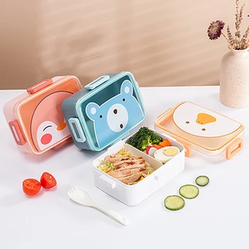 Okul Çocukları Bento yemek kabı Dikdörtgen Sızdırmaz Plastik Anime Taşınabilir Mikrodalga Gıda Konteyner Okul Çocuk Lunchbox