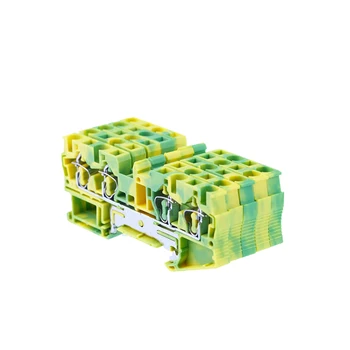 PE Din Raylı Terminal Blokları ST-4-QUATTRO PE Konnektörler Dönüş Çekme Tipi Dört İletkenli Yay topraklama kablosu İletken 10 ADET