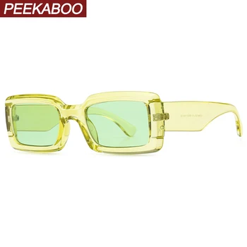 Peekaboo yeşil siyah kare güneş gözlüğü kadınlar için şeker renk uv400 retro güneş gözlüğü erkekler için renkler 2021 dropshipping