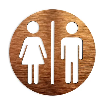 Plaklar Banyo WC Kompozit Alüminyum Tahta Altın Gümüş tüm Cinsiyet Tuvalet İşaretleri - Tuvalet Kapı İşareti 